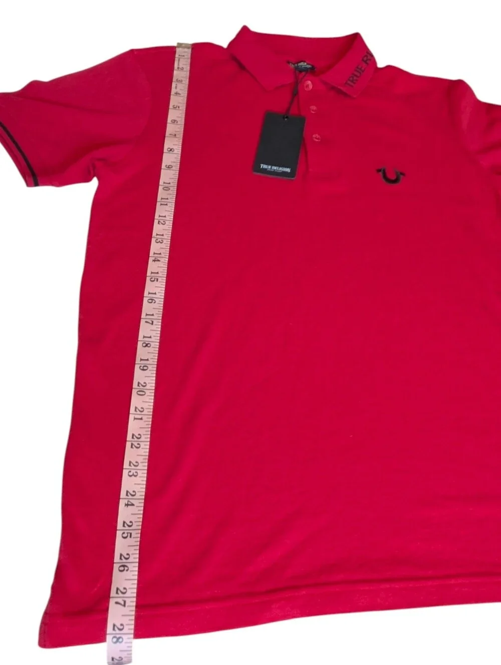 True Religion Red Logo Polo Shirt Branded Collar Cotton NWT Men M